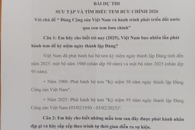 PHÁT ĐỘNG CUỘC THI SƯU TẬP VÀ TÌM HIỂU TEM BƯU CHÍNH NĂM 2026